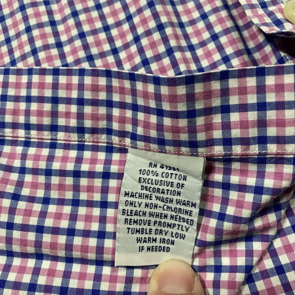 Polo Ralph Lauren Shirt Mens XL Blue Pink Check Button Down Cotton Pony Preppy